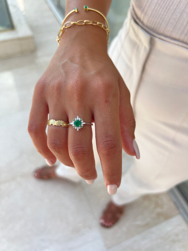 Emerald Halo Ring