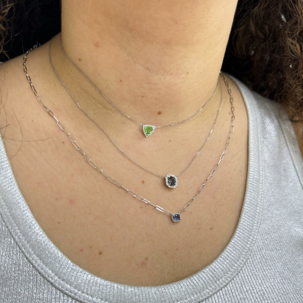 Green Garnet Trillion Necklace