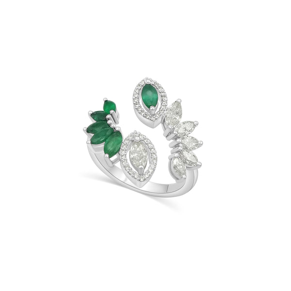 Emerald and Diamonds Marquise Ring