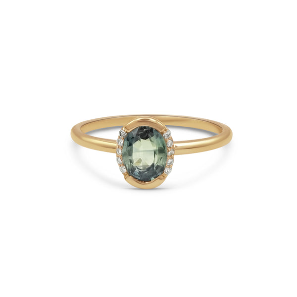 Half Bezel Sapphire Ring